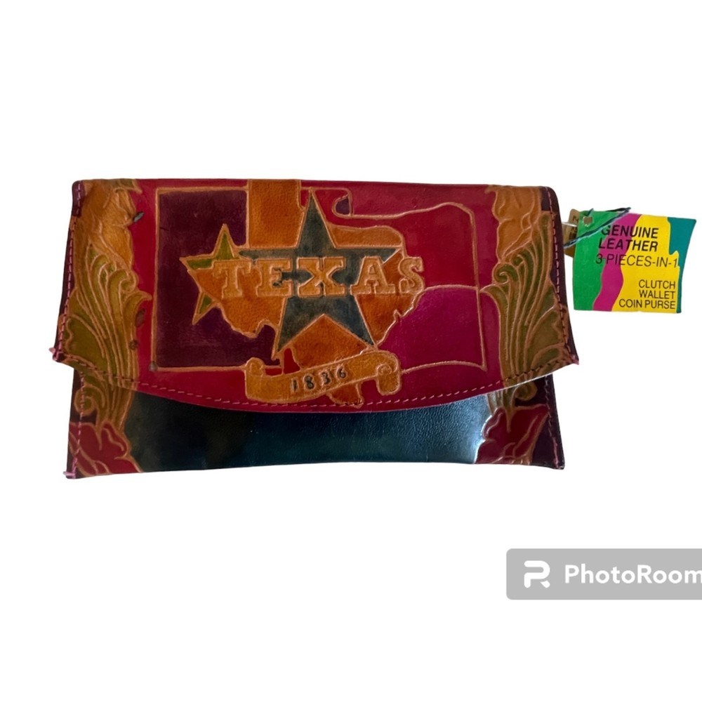 Vintage Leather Western Theme Wallet Set "Texas" NWT